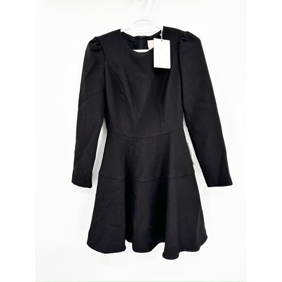 Gal Meets Glam Celeste Long Sleeve Fit and Flare Black Dress 0 NEW - Picture 2 of 6